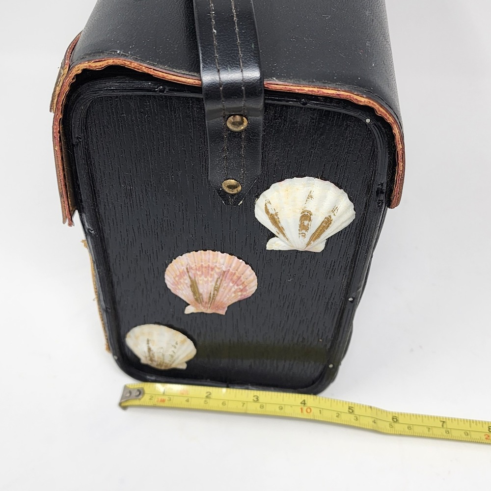 VTG‎ Black Wood Wicker Under the Sea Fish Scene Windowpane Purse Novelty Handbag - Picture 15 of 16